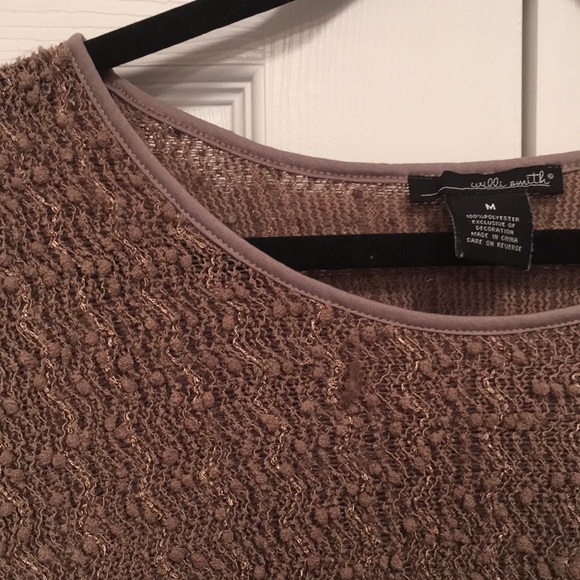 Willi Smith Brown Sweater Size Medium with Sequins - Picture 2 of 3